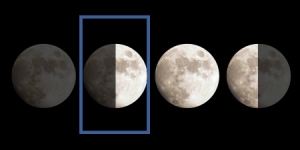 Вторая фаза Луны или первая четверть